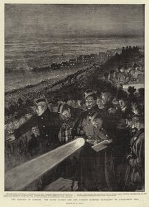 La défense de Londres, les Scots Guards et les London Scottish signalant sur Parliament Hill - William Small